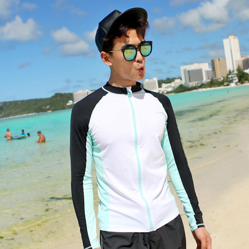 Brand Long Mens Trunk Water Sports Long Sleeves Swimwear Beach Rash Guards Summer Surfing Suit Two-Pieces Swimwear M~XXXL