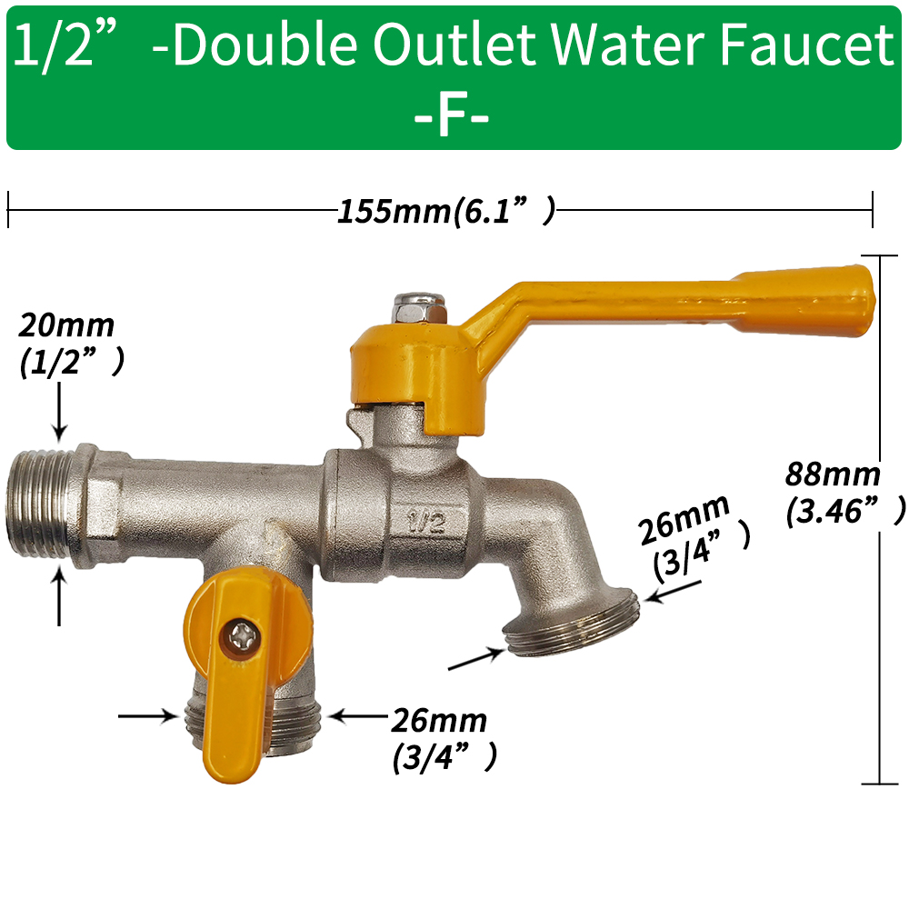 Adattatore per rubinetto per tubo da giardino 1/2 '' IBC Connettore per serbatoio dell'acqua Irrigazione a 2 gareggiare a 1 attraverso Giunto per rubinetto in ottone Raccordo di ricambio Valvola a sfera: grigio