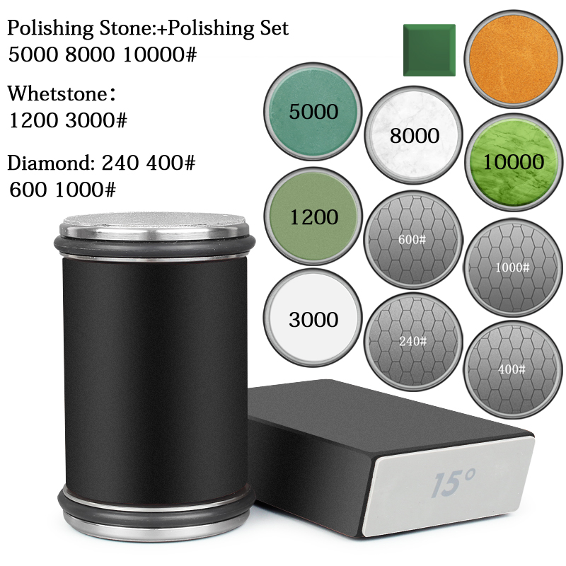 Rolling Knife Sharpener Magnetic Knife Holder Diamond Sharpening Stone Kit with 15 and 20 Degrees Angle Roller Kitchen Accessory