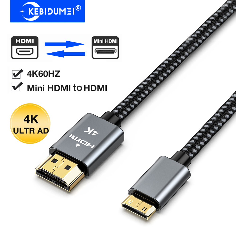 18Gbps Mini HDMI to HDMI Cable 4K 60Hz Mini HDMI 2.0 Cable High-Speed Braided HDMI Adapter Bi-Directional Cord for HDTV Camera: 1.5m