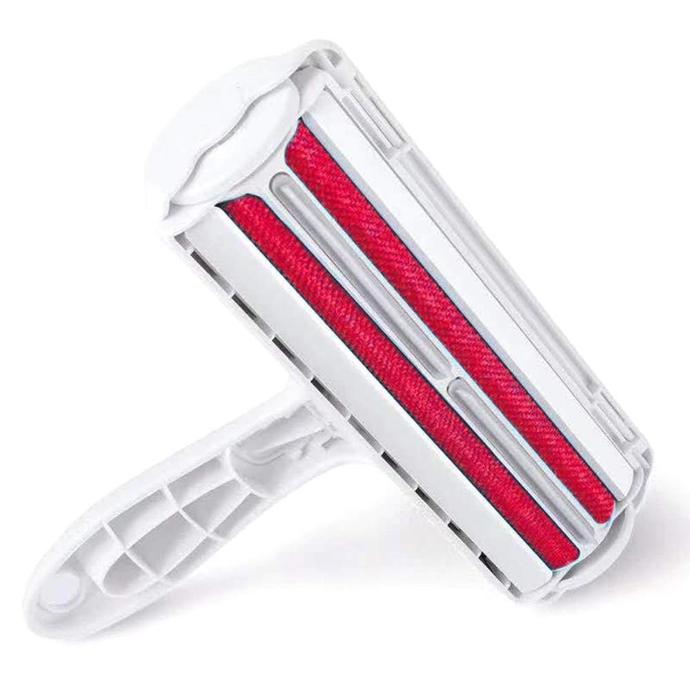 Pet Hair Removal Brush Clothes Sofa Fuzz Sticky Fabric Hair Remover Brush Tool Portable Roller Cleaning Brush Device: red