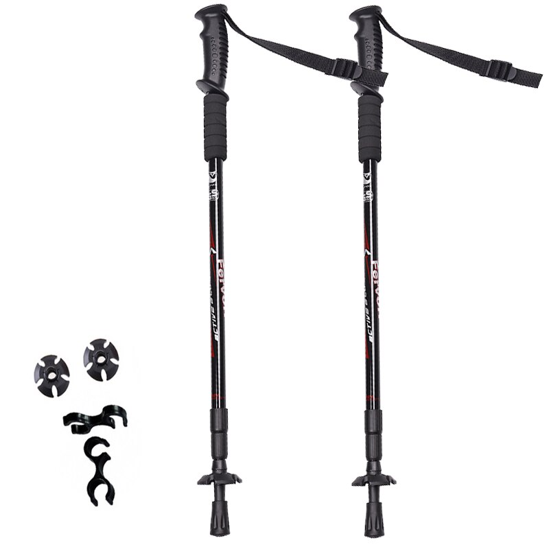 Nordic Walking Sticks, 2 Units Per Lot, Adjustable Trekking Sticks, Scandinavian Telescopic Walking Sticks, Anti-shock Walking: Black