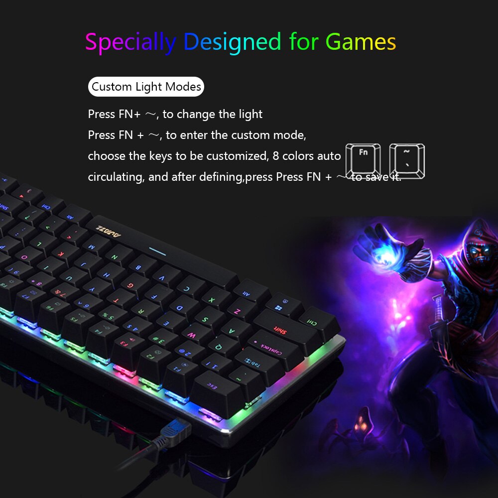 AJAZZ AK33 lineare azione Tastiera Meccanica di Gioco E-sport portato Colorato Tastiera 82 Tasti USB cablata anti-Le Immagini Fantasma per PC desktop
