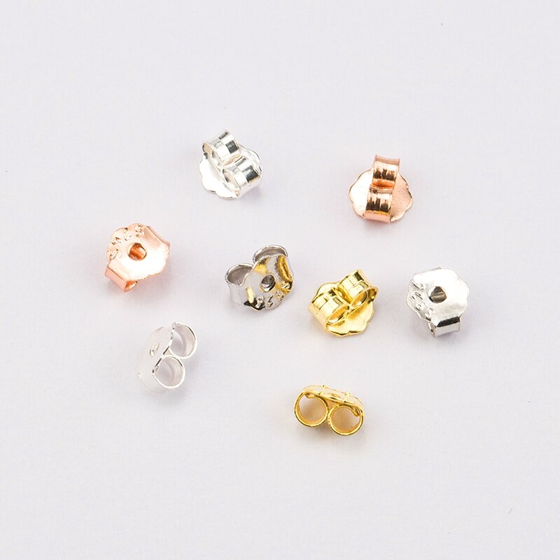 10 pairs 4.5*4*2mm 925 sterling Silver Earring Back Stoppers Ear Post Nuts Earring Settings Base Ear Studs Back for Earrings