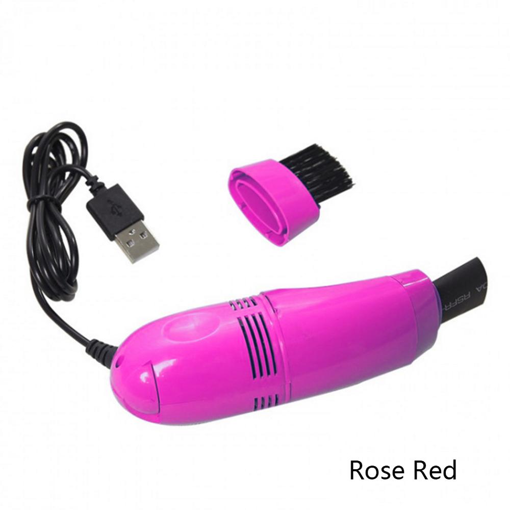 Plastic Mini USB Keyboard Vacuum Cleaner Computer PC Laptop Brush Dust Cleaning Kit For Laptop Desktop Computers Keyboards: Rose Red