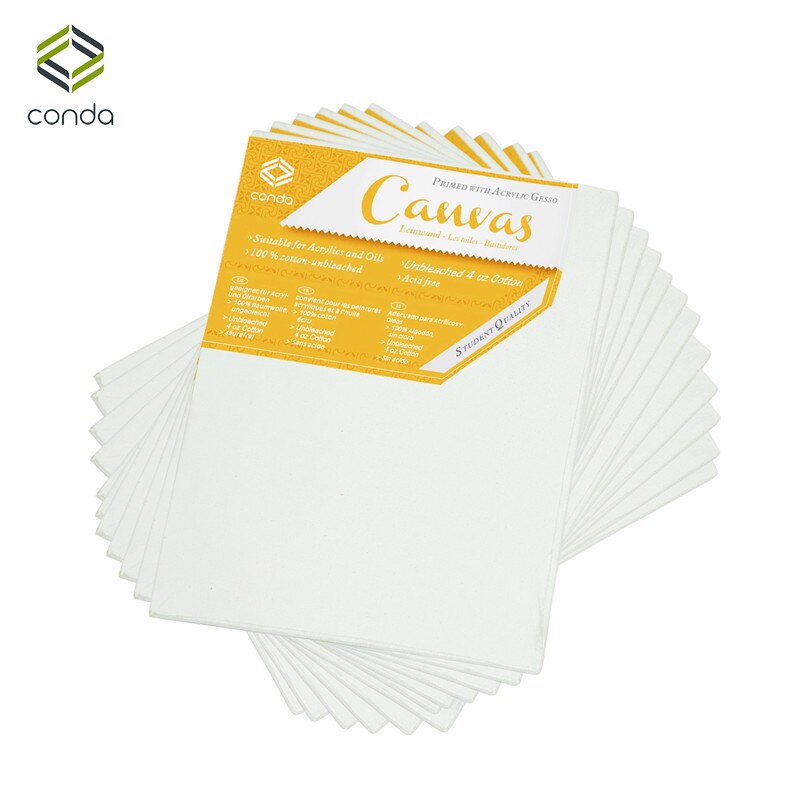 CONDA 20x25.4cm Canvas Panels Pack of 12 Artist Acid Free Canvas Board Oil Painting Board Art Supplies