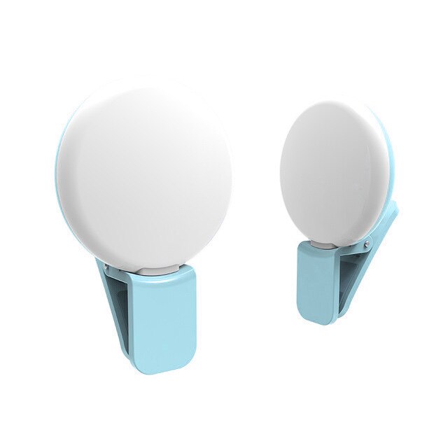 36 led selfie lys telefon blits lys led kamera clip-on mobiltelefon selfie ring lys video lys forbedrer selfie lampe: Klips batteri blå
