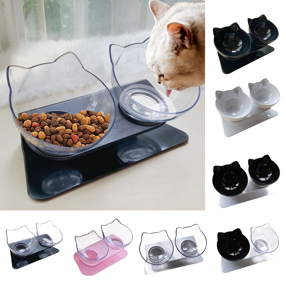 Mangeoires pour chat bol d'alimentation pour chat Gog fournitures pour animaux de compagnie bols à eau pour chiens avec support surélevé pour chats Double bol 2pneu1