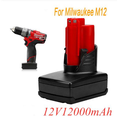 High Capacity Battery Tools for Milwaukee M12 12v 12800mah Rechargeable Li-ion Power Tool Replacement Battery Backup Battery L10: 12000mah