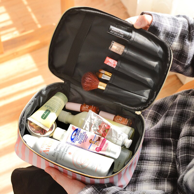 Gennemsigtig pvc kosmetik taske rejse toilettaske firedelt bærbar multifunktions sæt pink makeup organizer taske kosmetiker