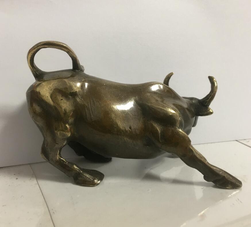 SchöNe Und Mächtigen Mauer Straße Stier Bronze- Statue Schreibtisch Eingerichtet, exquisit 11,5 cm