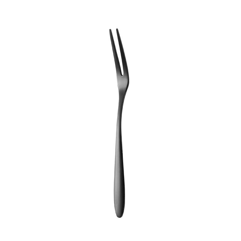 Tenedor de fruta de dos dientes de mango largo de acero inoxidable 304, tenedor dorado de postre para aperitivos y pasteles, vajilla de ensalada para en Hotel, dos dientes: T5