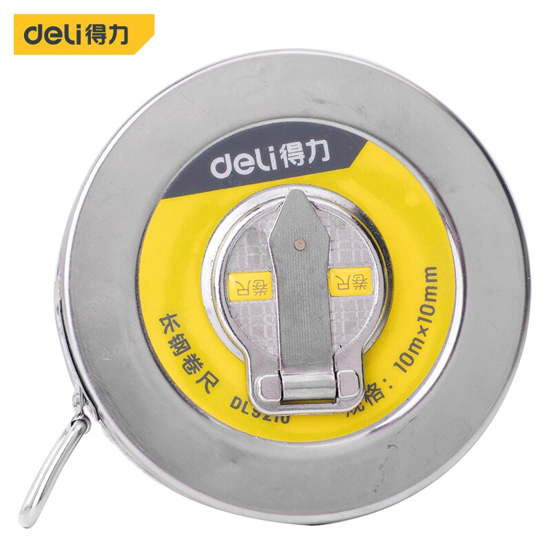 deli 10/20/30/50m Hand Disc Flexible Ruler Measuring Tool Fiber Measuring Tape Hand Tools for Engineering Measuring