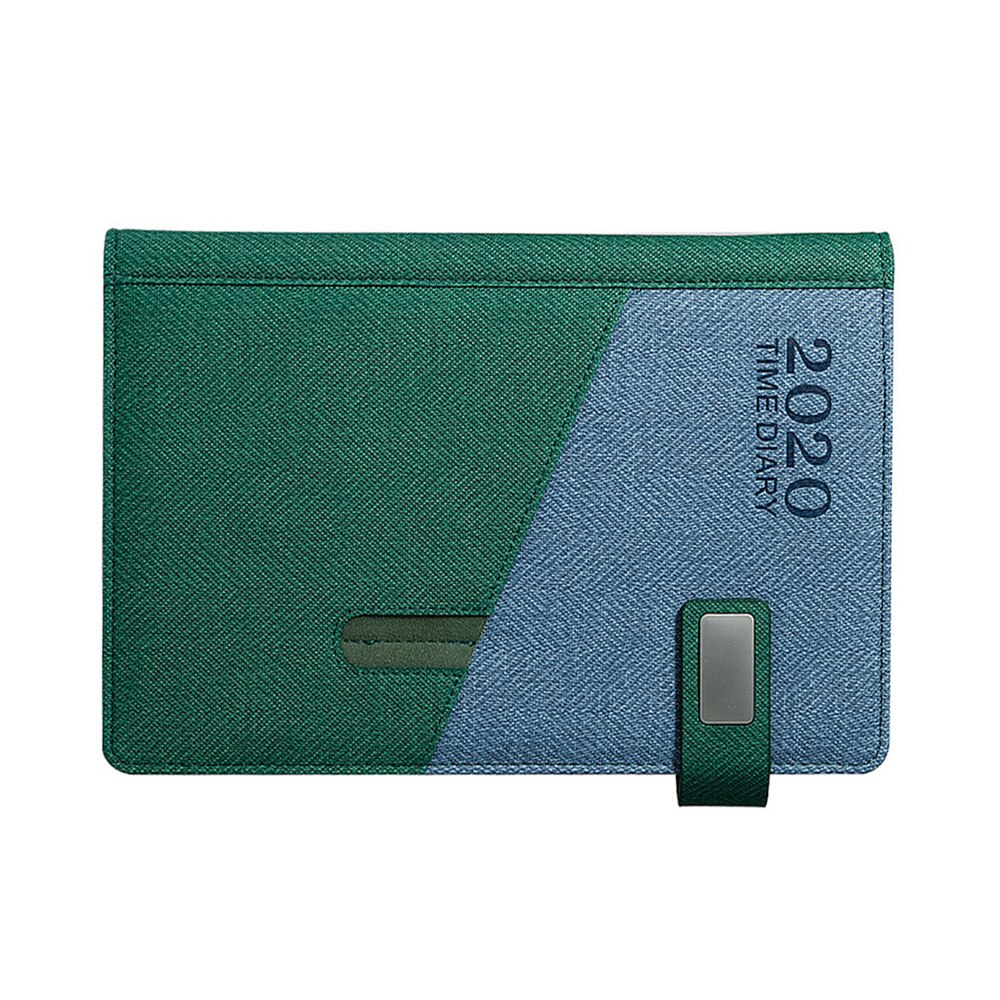 365 Days Month Schedule Notebook Imitation Leather A5 Planner Diary Stationery for Man Woman Student (Dark Green)