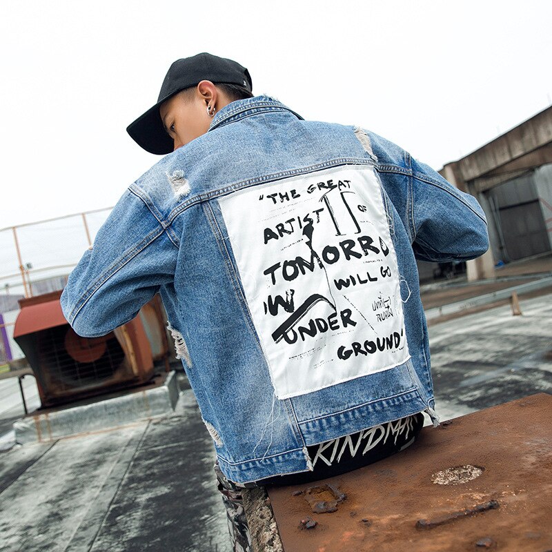 Japonais rétro jean bomber veste streetwear décontracté Harajuku cowboy manteau automne vintage denim vestes hommes hip hop