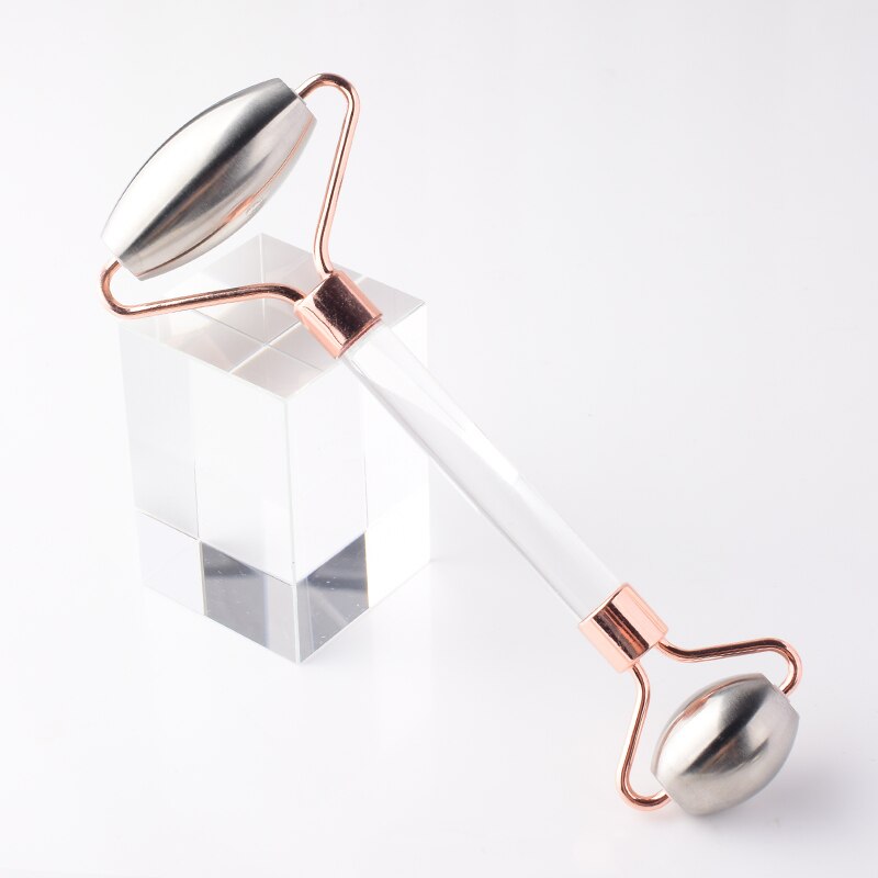 Rvs Facial Roller Met Pmmp Staaf Stimulator Gezichtsverzorging Massage Nek Schoonheid Gezondheid Anti Rimpel Cellulitis Huid Detox: rose gold