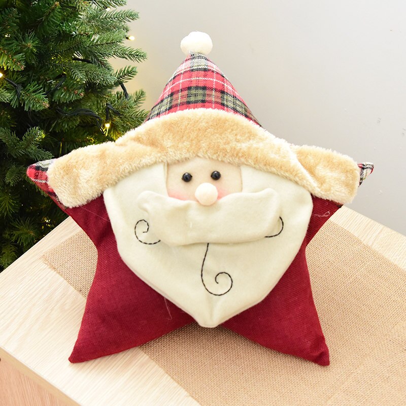 Christmas Pillows Cute Decorative Santa Claus Snowman Pattern Star Shaped Cushion for Home Sofa Couch Bed Car Xmas Ornament: A