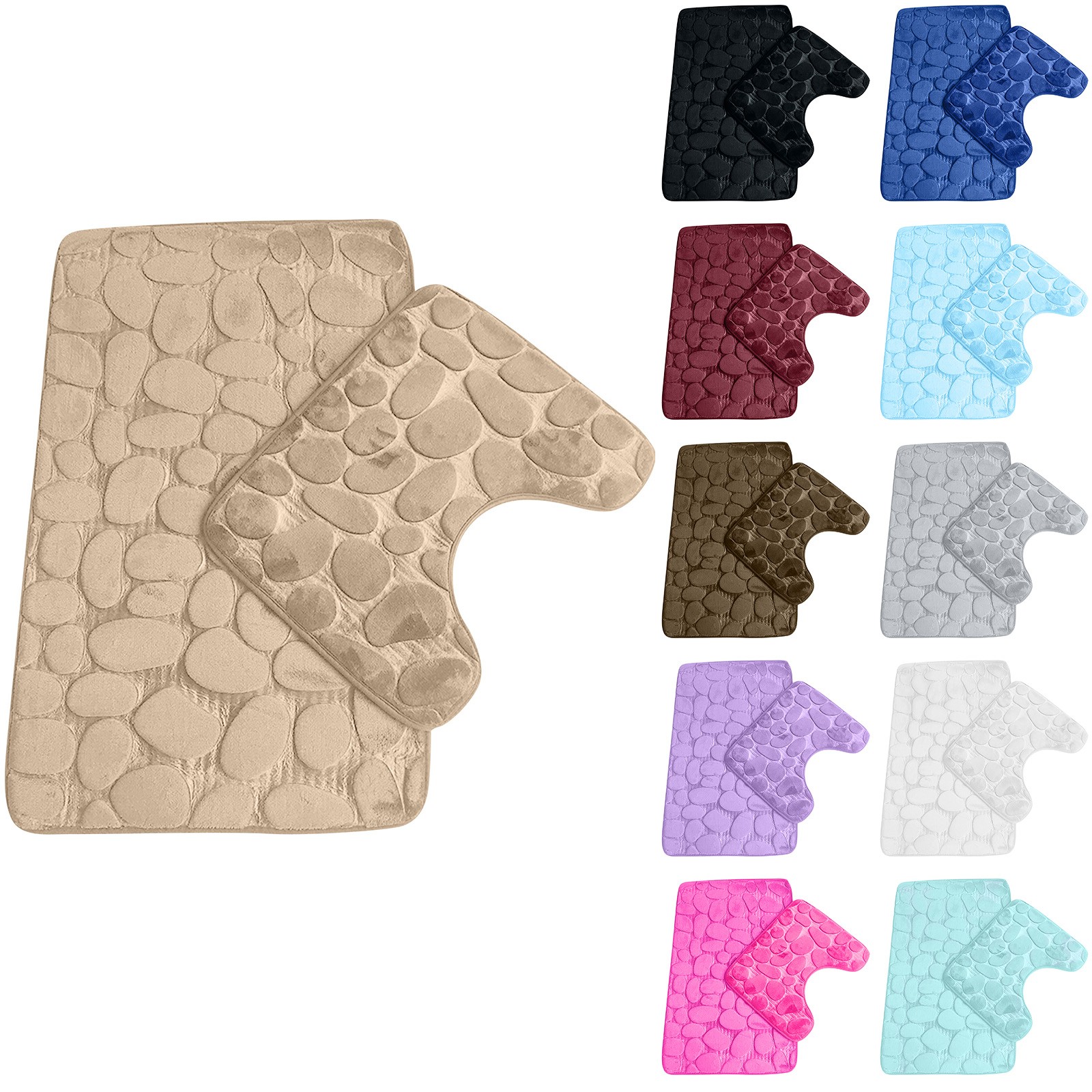 Non-Slip 50 X 80 Cm Bath Mat And 50 X 40 Cm Toilet Mat,2-Piece Bathroom Rug Set, Soft Bath Mat Washable Bath Rugs For Bathroom