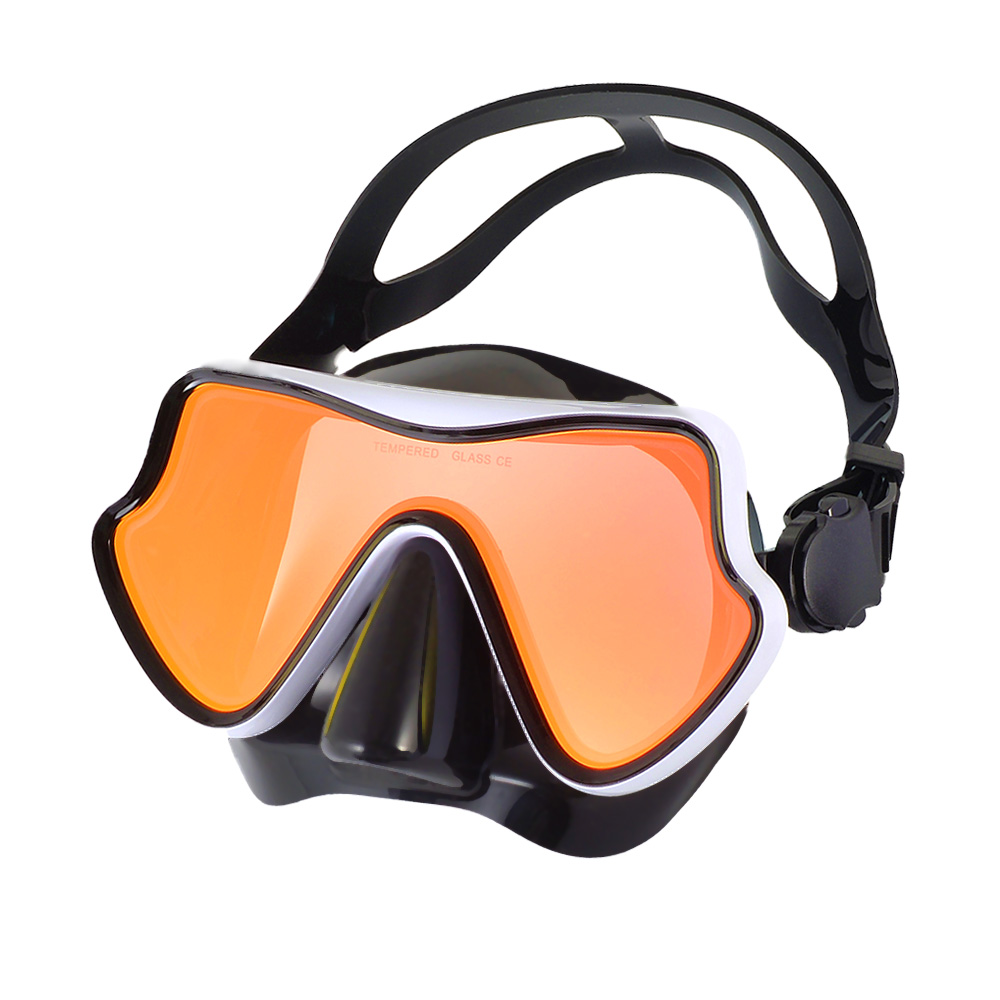 Maschera subacquea per snorkeling Occhialini da nuoto Gonna in silicone Maschera subacquea con lente colorata Vetro temperato Ampia vista per giovani adulti: Borgogna