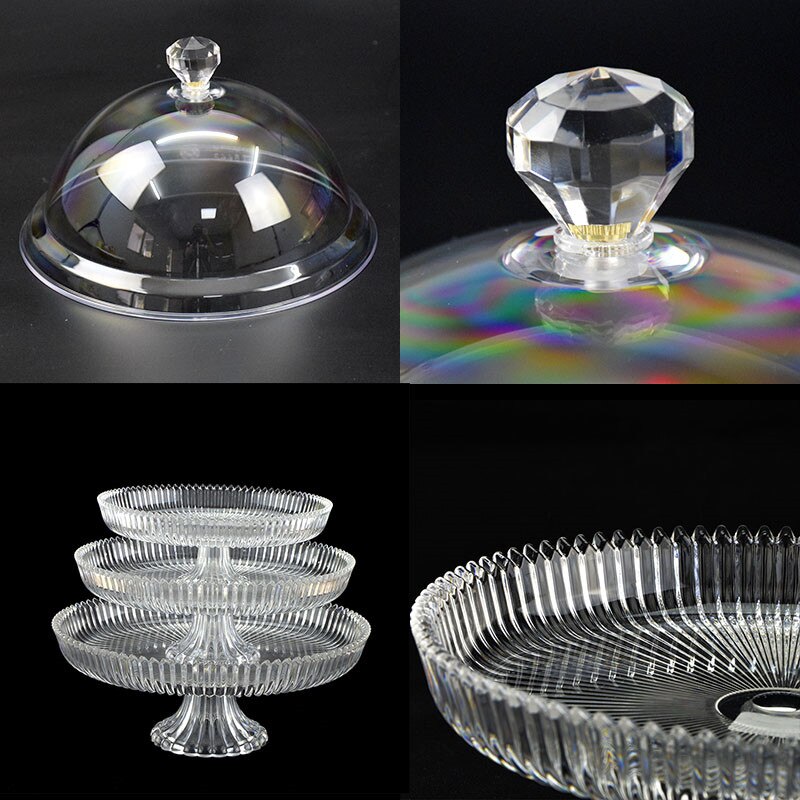 High Base Plate Lid Sampling Plate Plastic Transparent Snack cake fruit Acrylic Trial tray Household round Circle Candy Dish
