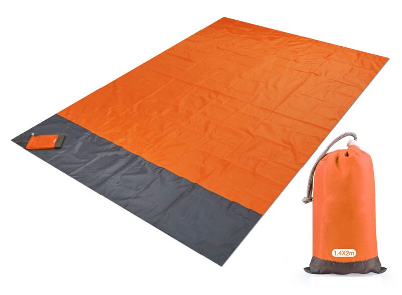 Couverture de plage à poches étanches 2x2.1 m, matelas pliant, Portable et léger, tapis de pique-nique en plein air,: Orange / 200x210cm