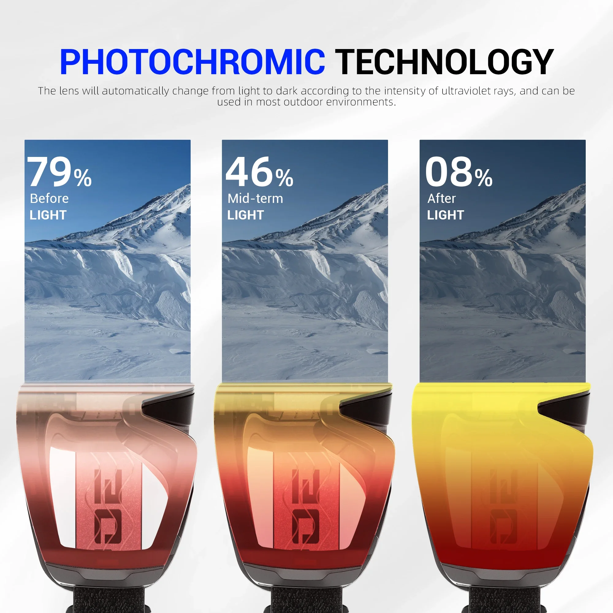 KAPVOE Photochromic Outdoor Sport Ski Snowboard Goggle Men UV400 Protection Women Glasses Magnetic Attraction Skiing Goggles