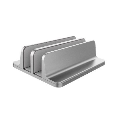 Vertical Laptop Tablet Stand for Macbook Air Pro 13 15 Desktop Aluminum Double Desktop Stand with Adjustable Dock for Chromebook: Silver