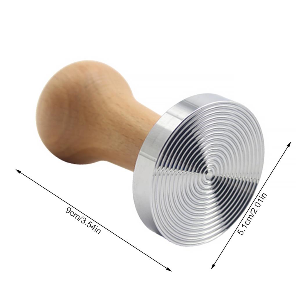 Solid Wood Handle Coffee Tamper Stainless Steel Press Powder Hammer Squeezer, Thread Base: No.2