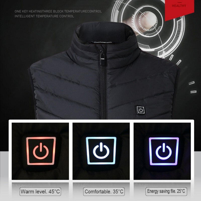 Heated Vest Men Electric Heating Cycling Vest Winter Thermal Jacket Usb Charging Washable Outdoor Fishing Hunting Golf Waistcoat