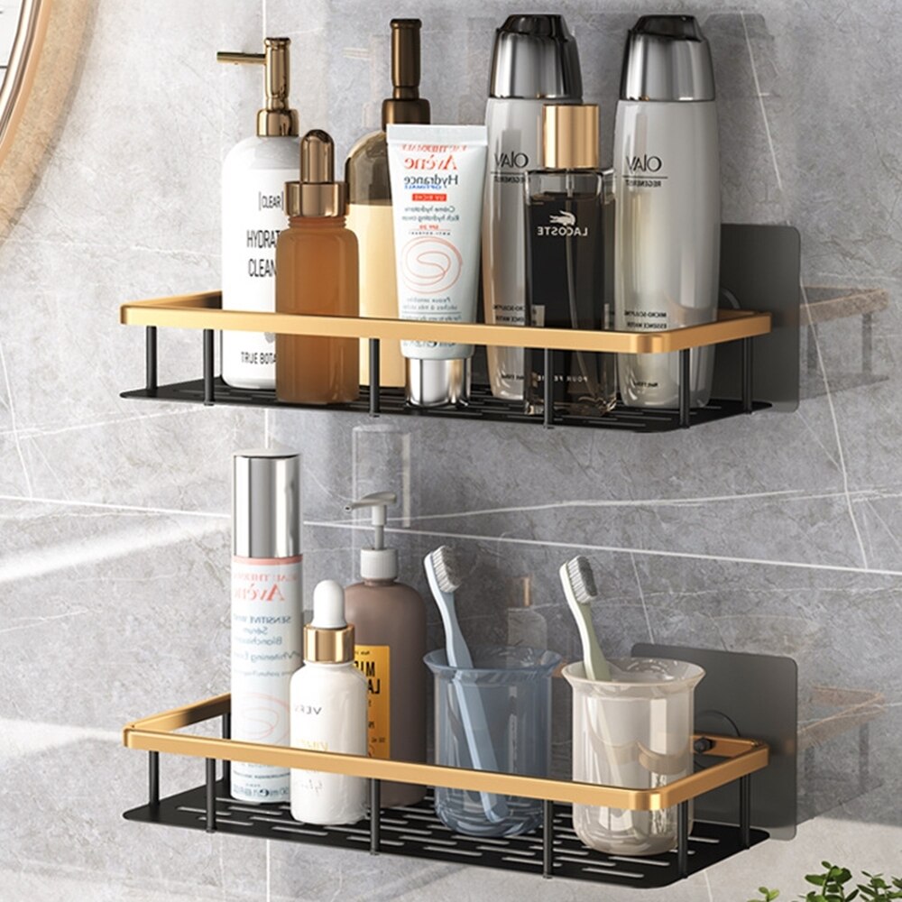 Étagère d&#39;angle de salle de bain de luxe, sans perceuse, support de rangement de caddie de douche, porte-shampoing, organisateur de toilette, accessoires de salle de bain: Standard Set