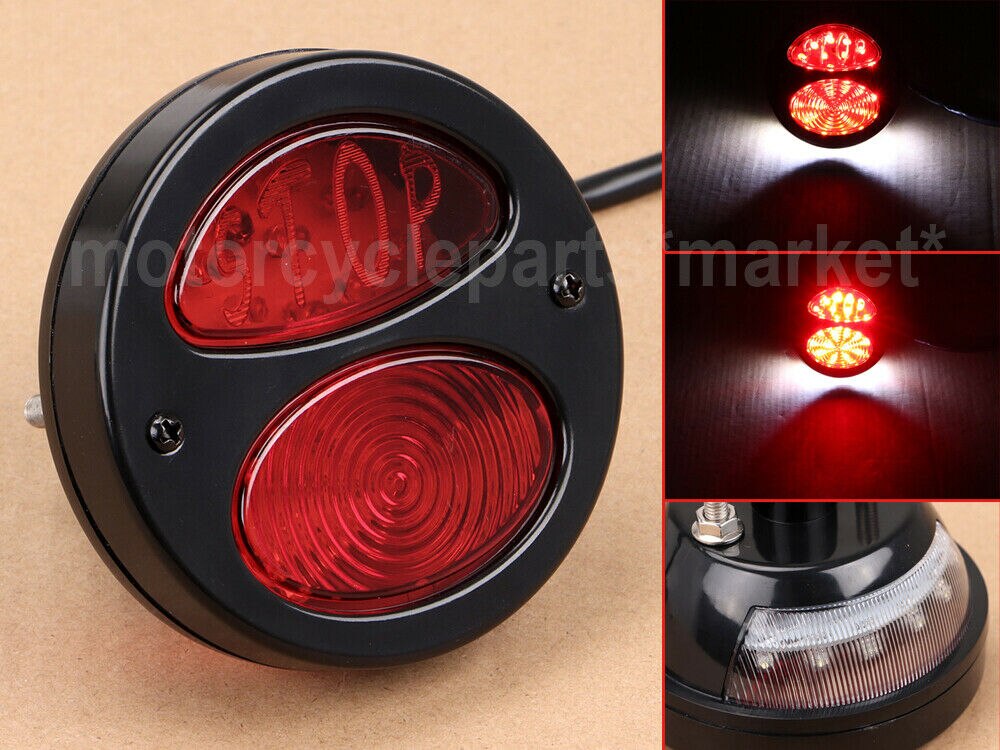 Zwart Rood Motorcycle LED Achterlicht Voor Harley Chopper Bobber Cafe Racer Vintage Achter Stop Lamp Remlicht