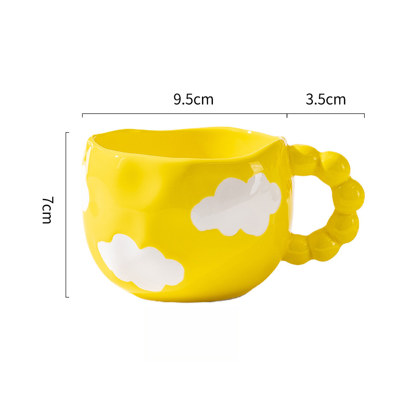 Urocze ceramiczne kubki z wzorem chmur i serc, filiżanki robić kawy, kubki robić herbaty mlecznej z kwiatami, naczynia robić napojów 250 ml, kuchnia: Różowy