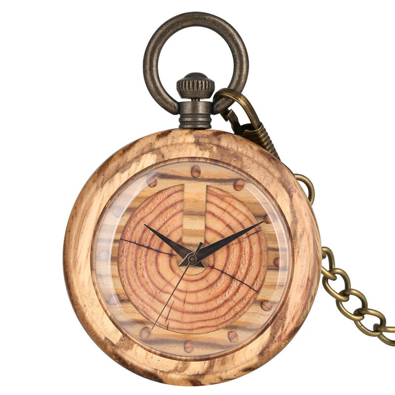 Quartz Wooden Pocket Watch Men Keychain Luminous Chain Wood Men Pendant Watch Clock Dial Warcraft