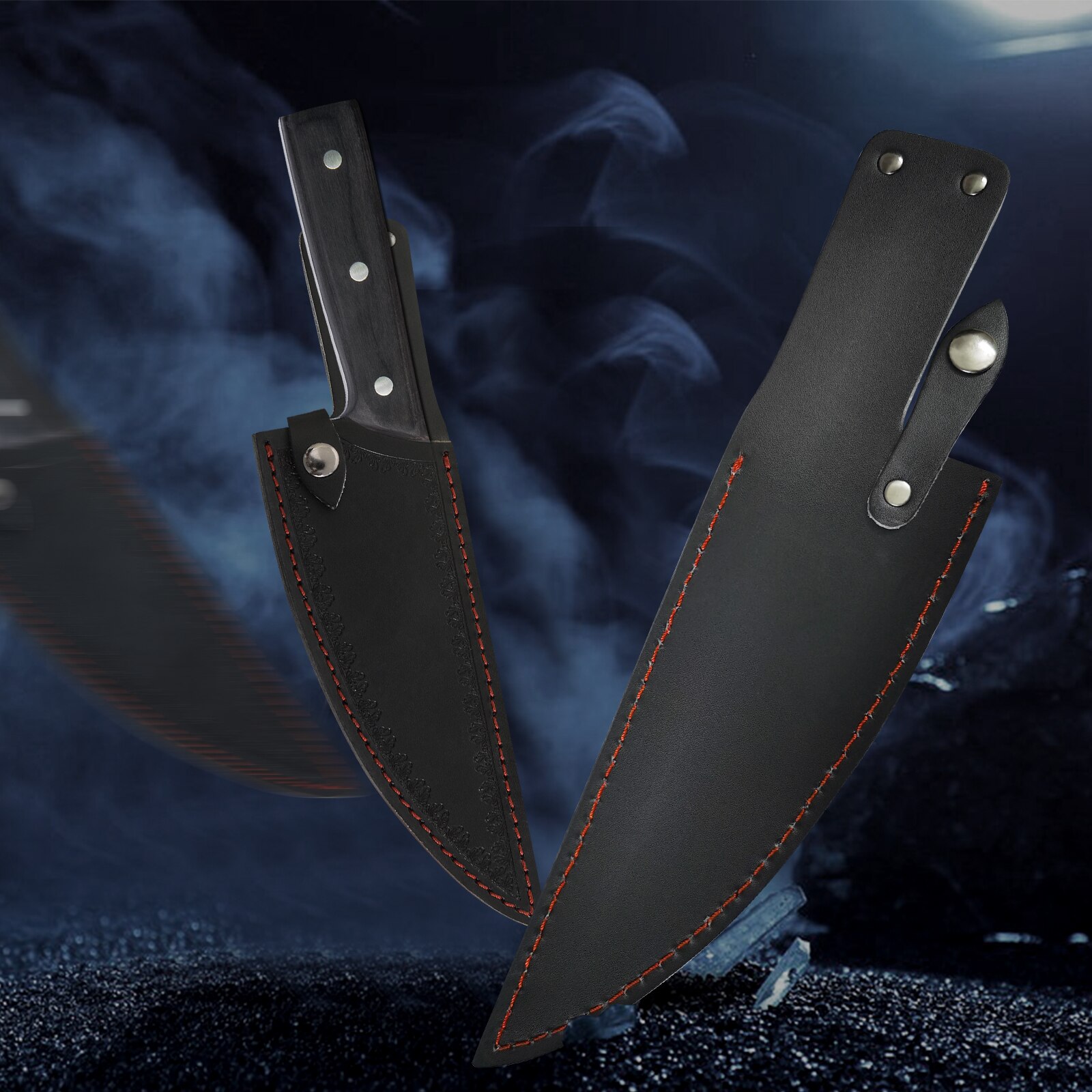 XYJ 8 Inch Leather Chef&#39;s Knife Sheath with Belt Loop Knife Case for Kitchen Knife Blade Guard Protector Black Chef Knives Cover