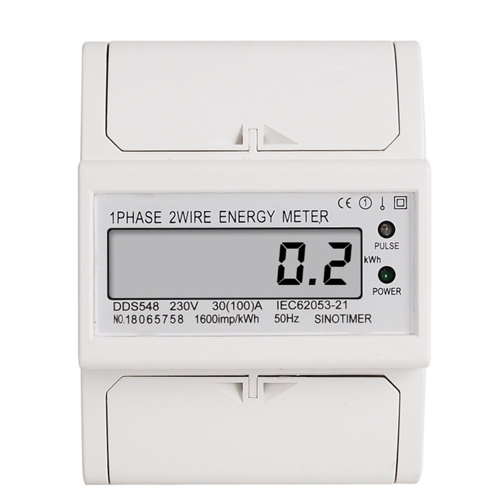 SINOTIMER DDS548 Single Phase Energy Meter LCD Digital Smart Home Watt-Hour Meters 4P Electronic Wattmeter DIN Rail Mount
