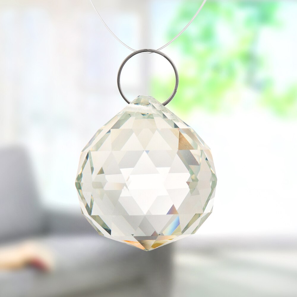 1Pc Glittery Facet Wit Crystal Clear Hanger Crystal Ball Ornament Verlichting Art Kroonluchter Onderdelen Home Decor Accessoire