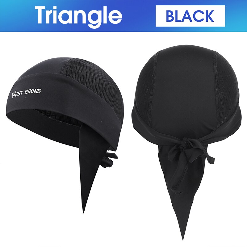 West biking boné de bicicleta verão anti-uv cabeça de pirata cachecol das mulheres dos homens esportes correndo ciclismo respirável bandana bicicleta headwear boné: Triangle Black