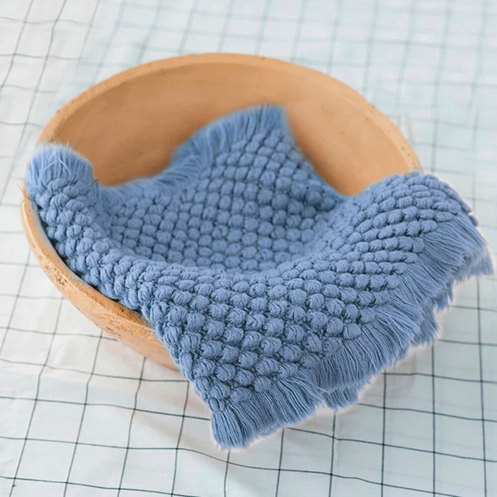 Newborn Photography Props Knitted Blanket Baby Girls Baby Boys Child Photo Bedding Blanket Pineapple Blanket KF409: light blue
