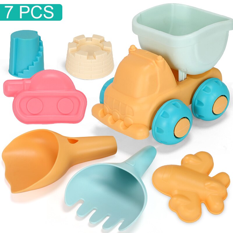 Strand Speelgoed 5-17Pcs Baby Strand Spel Speelgoed Kinderen Zandbak Set Kit Zomer Speelgoed Strand Spelen Zand Water spelen Winkelwagen Voor Kids: 7PCS