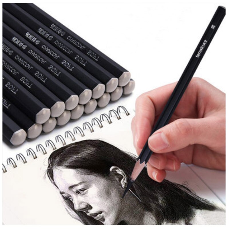 Kit de lápis de desenho profissional de madeira, 12 tamanhos, material duro/médio/macio, lápis de carvão para desenho, arte, pintura, papelaria