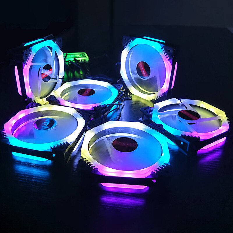 COOLMOON RGB Computer Case Fan 12cm Silent Polygon Music Controller 