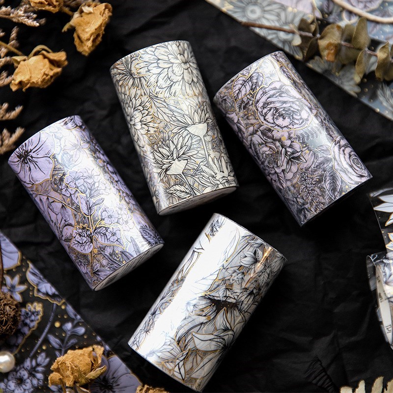 Cinta adhesiva decorativa para manualidades, de flores coloridas, Estilo vintage, DIY, álbum de recortes, envoltura de