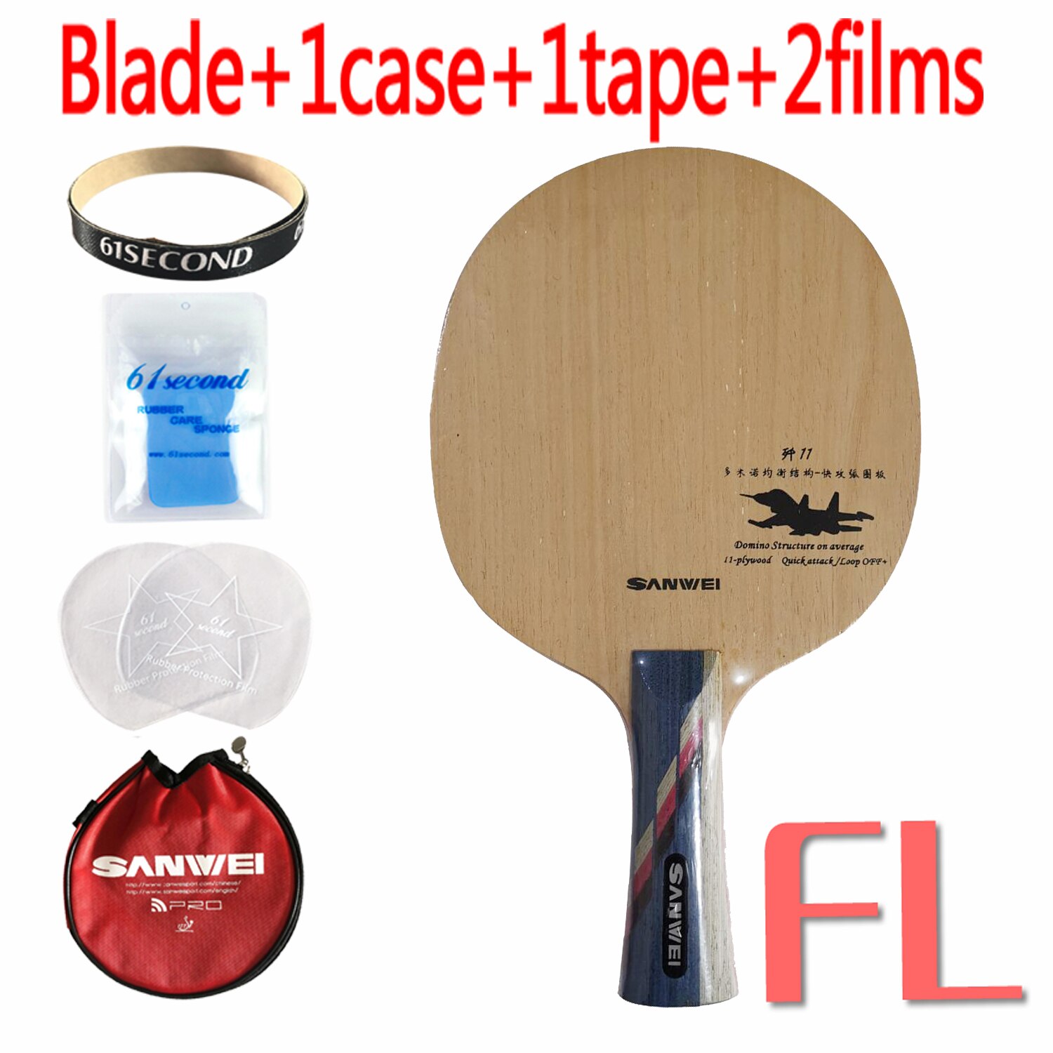 Sanwei J-11 J11 J 11 Table Tennis Blade for PingPong Racket: FL with YRM case