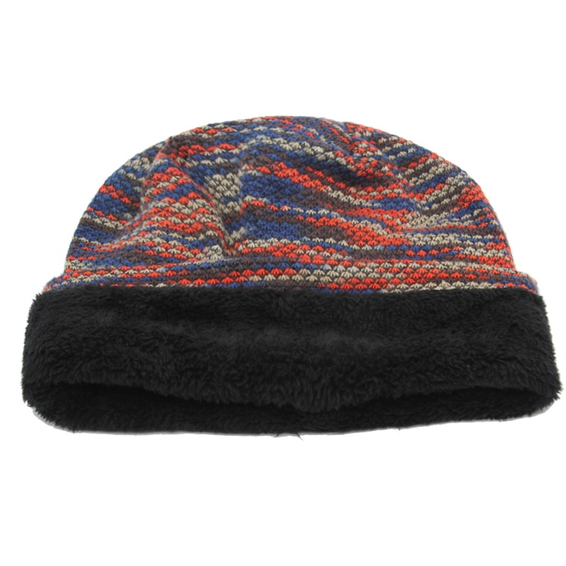 Stickad mössa vintermössa för kvinnor män skullies mössor mask randig mössa gorros huva varm baggy mjuk tjock bräddlös #39