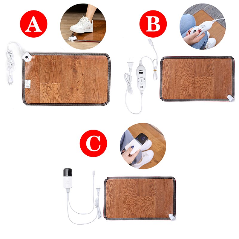 3 Style Adjustable Leather Heating Foot Mat Warmer Electric Heating Feet Leg Warmer Carpet Thermostat Home Office Warming Tools
