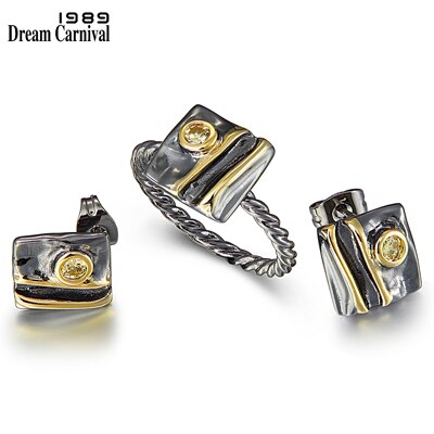 Dreamcarnival1989 chegam novas anel quadrado geométrico + brincos conjunto para as mulheres zircon quente escolher namoro festa meninas jóias we3961s2: 6