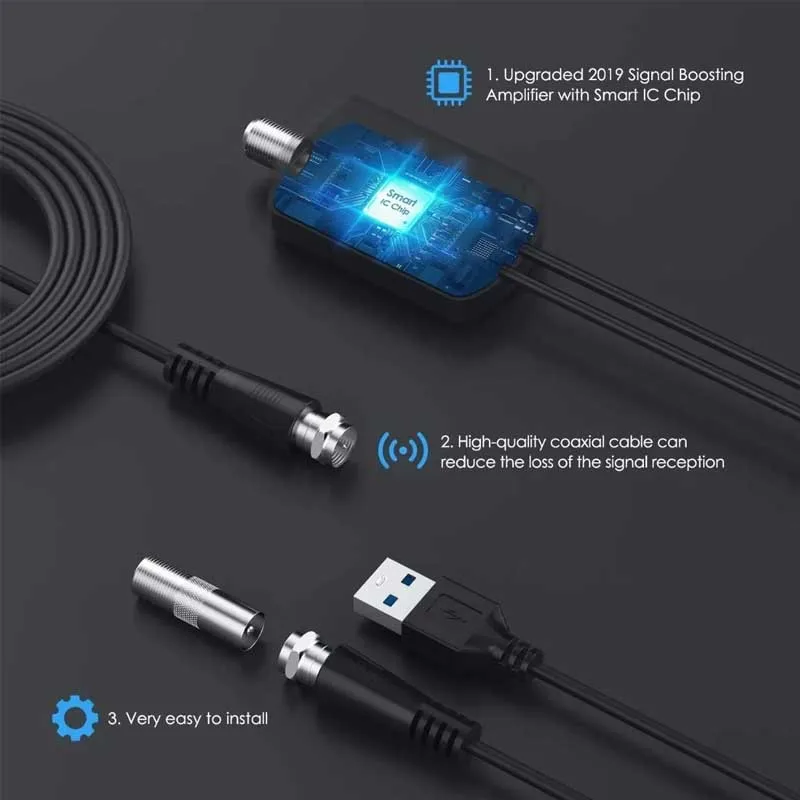 Indoor Digital TV Antenna Signal Amplifier ATSC DTMB Reception Film Antenna High Sensitivity Clear Picture