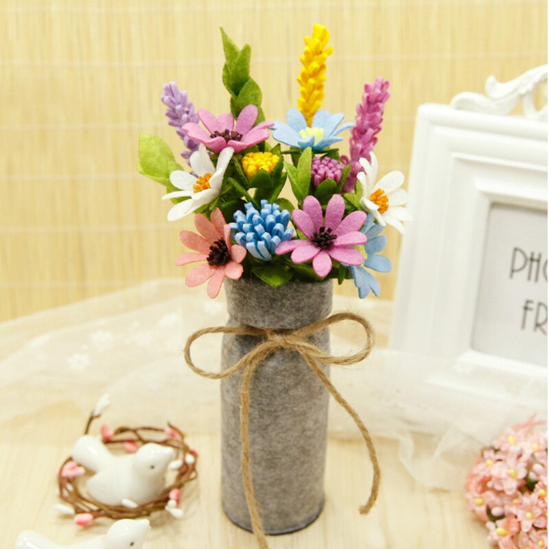 9 Styles Simulation Bouquets Felt DIY Package Free Cut Felt Cloth Handmade Wedding Flower Bridal Bouquets Decoration Home Decor: flower 1