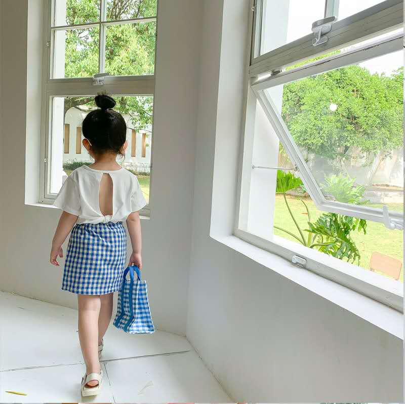 Summer girl baby wild plaid skirt original irregular skirt
