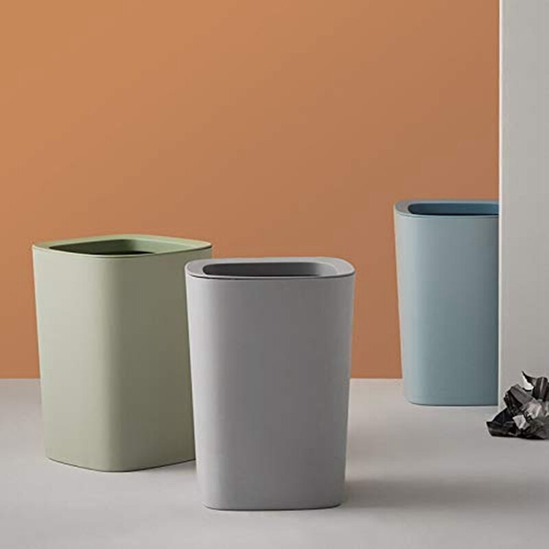 Poubelle en plastique pour salle de bain, corbeille pour chambre à coucher, corbeille pour papier, corbeille pour la maison, la cuisine, les toilettes et le bureau: Green